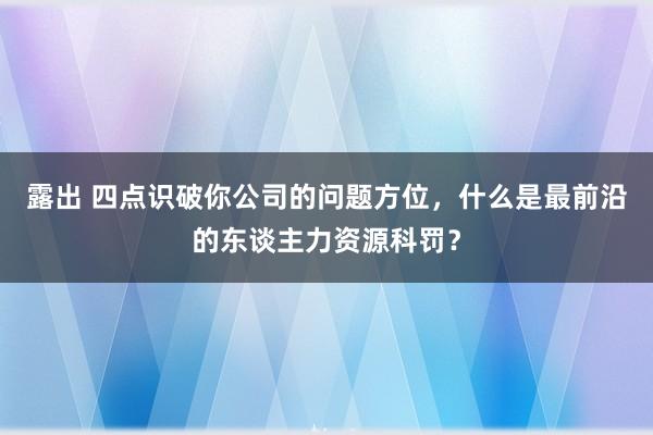 露出 四点识破你公司的问题方位，什么是最前沿的东谈主力资源科罚？