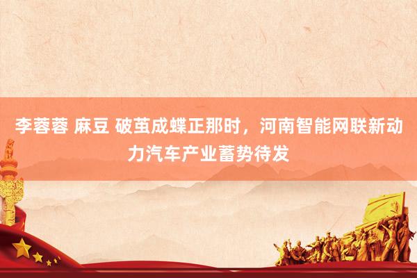 李蓉蓉 麻豆 破茧成蝶正那时，河南智能网联新动力汽车产业蓄势待发