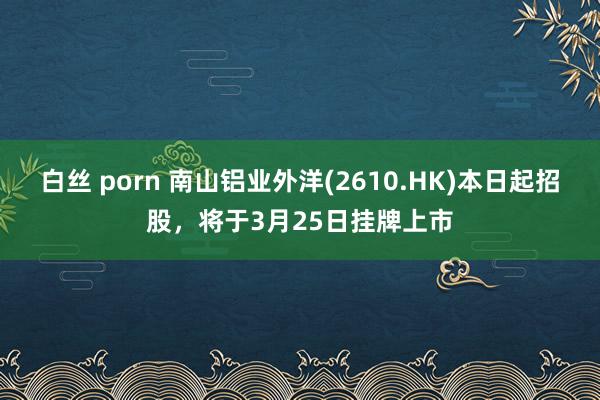 白丝 porn 南山铝业外洋(2610.HK)本日起招股，将于3月25日挂牌上市